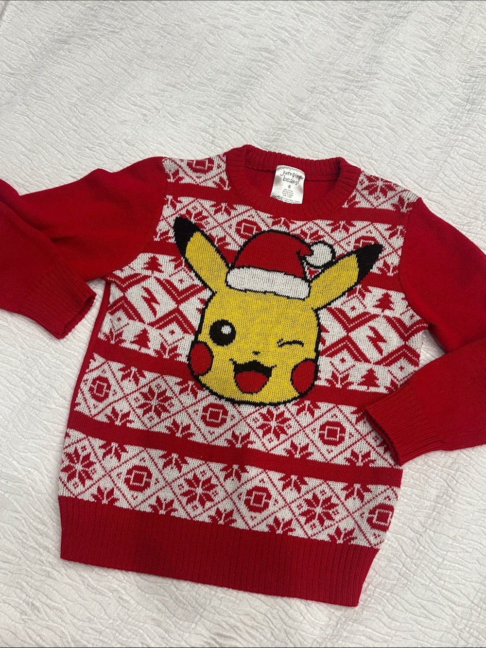 Pokemon Pikachu Holiday Kids ugly Sweater Christmas sz 6 jumping beans EUC